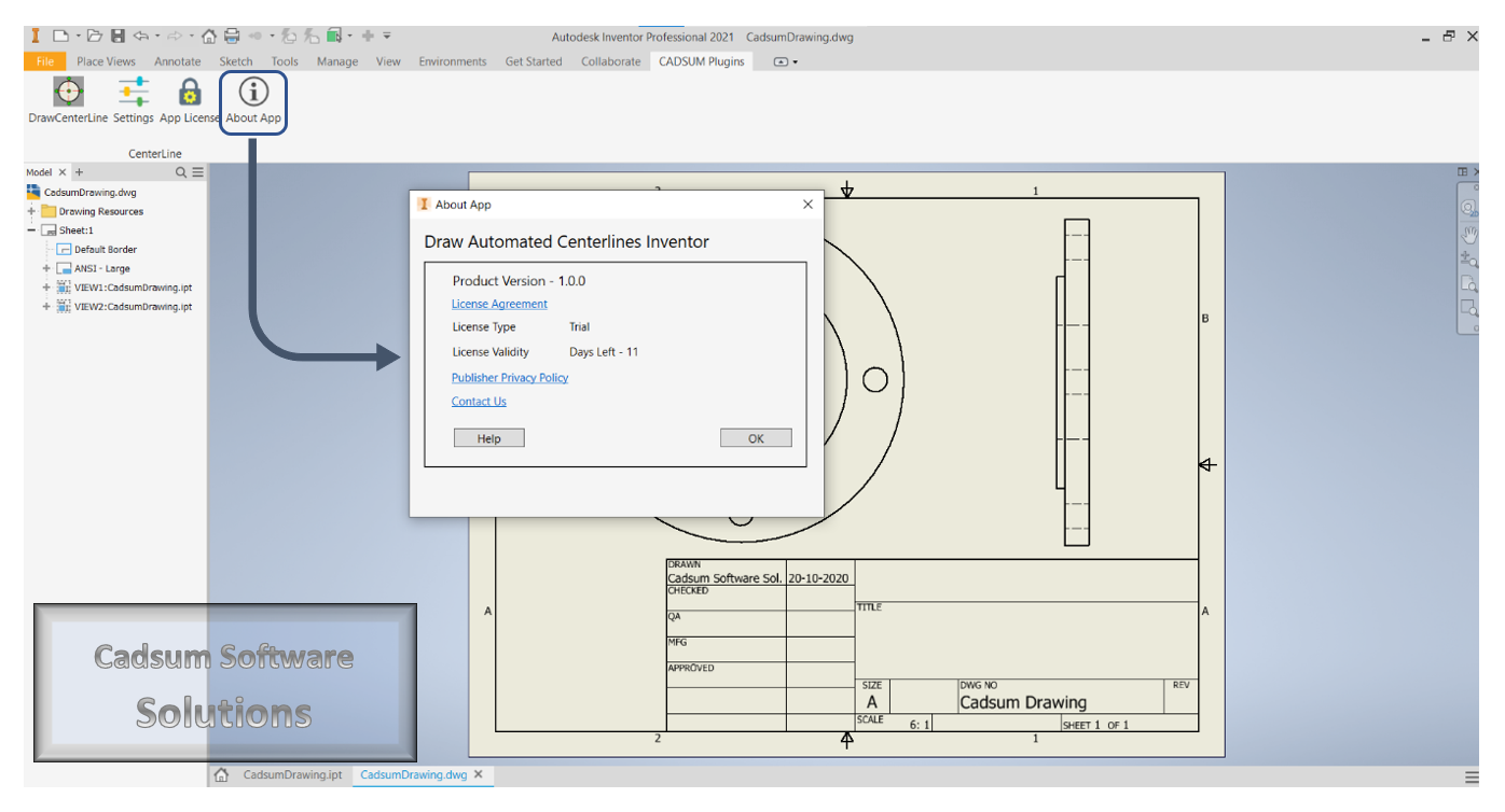 Draw automated centerline for Inventor | Cadsum Inventor Plugin