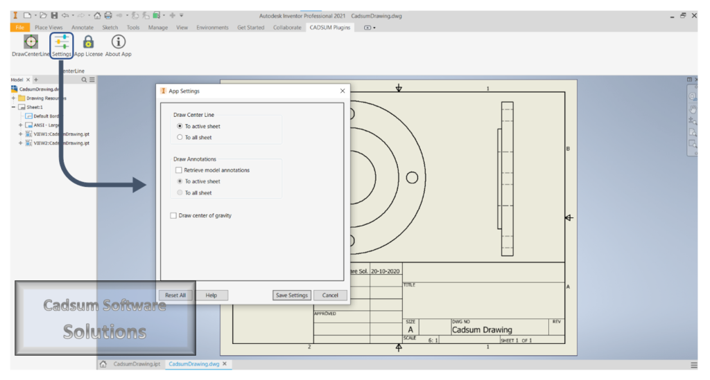 Draw automated centerline for Inventor | Cadsum Inventor Plugin