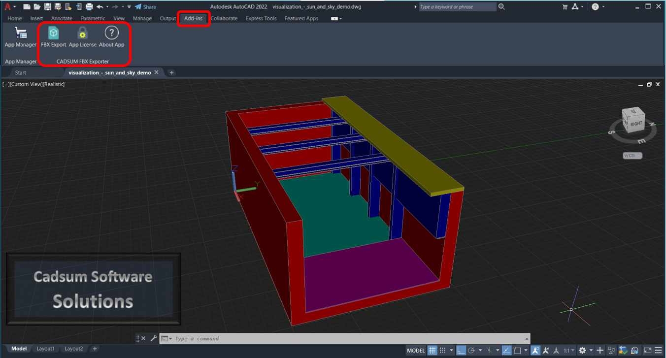 FBX Exporter For AutoCAD plugin, convert Autocad to FBX file