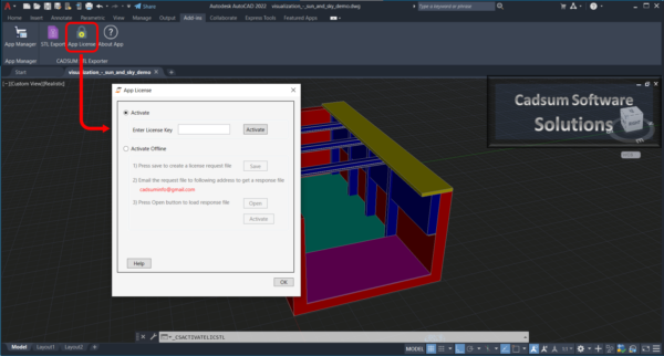 STL Exporter For AutoCAD plugin license dialog, convert AutoCAD to STL file