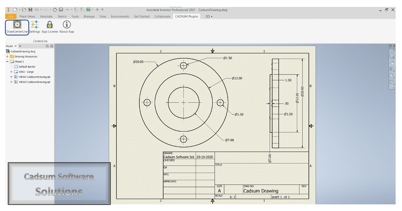 Draw Automated Centerline for Inventor